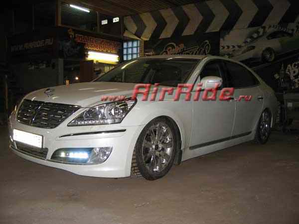 Hyundai Equus: пример установки пневмоподвески