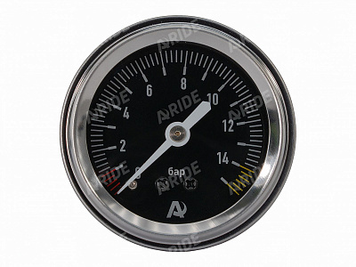 Манометр ARIDE 51 мм, 1х15 бар (220 PSI), 2", черный, с подсветкой