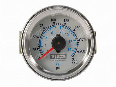 Манометр VIAIR 2 220 PSI, 2 контура, с подсветкой, белый